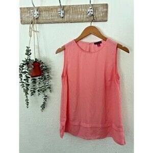Vince Camuto Coral Pink Sleeveless Hi-Low Keyhole Back Closure Blouse Sz Small